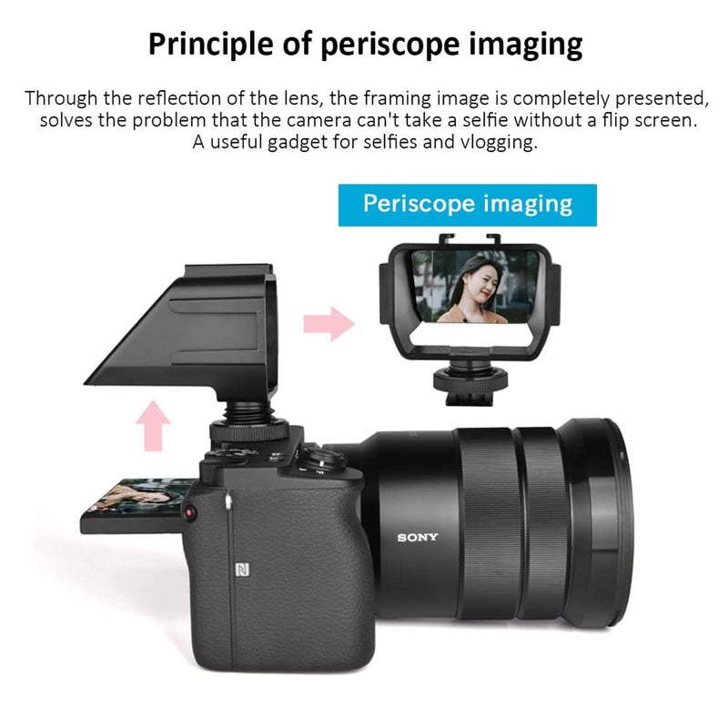 Easy Hood Camera Vlog Selfie Flip Screen, Easy Hood Cold Shoe Mic Light Mount Adapter for Sony A7RIV A7RIII A7RII A7III A7II A6000 A6300 A6500 Fuji XT2 XT3 XT20 XT30 Nikon Z7 Canon EOS M5 Panasonic GX85 - Image 3
